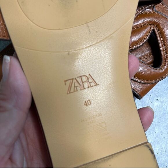 Zara Brown Leather Flats 40 - Picture 3 of 3